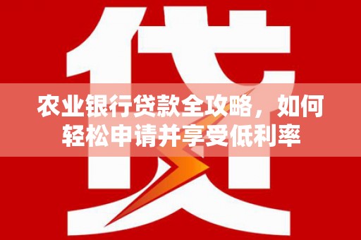 北海新区农业银行贷款全攻略，如何轻松申请并享受低利率