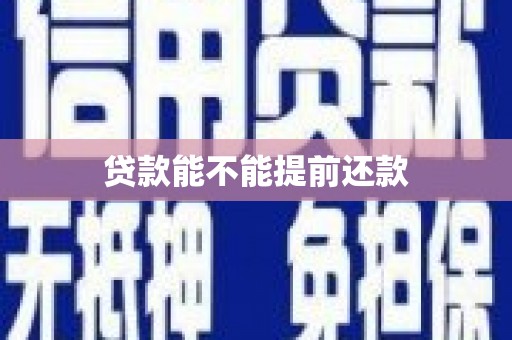 舟山新区贷款能不能提前还款