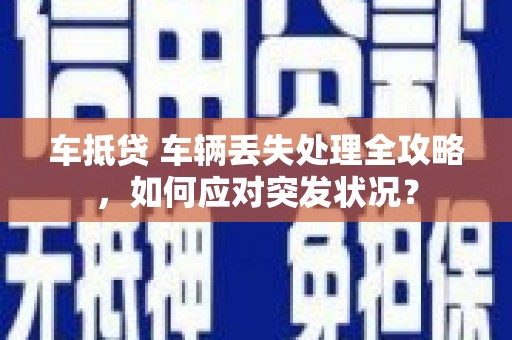 兰西车抵贷 车辆丢失处理全攻略，如何应对突发状况？