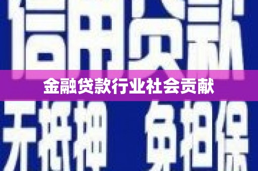 金寨金融贷款行业社会贡献