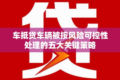 呼玛车抵贷车辆被按风险可控性处理的五大关键策略