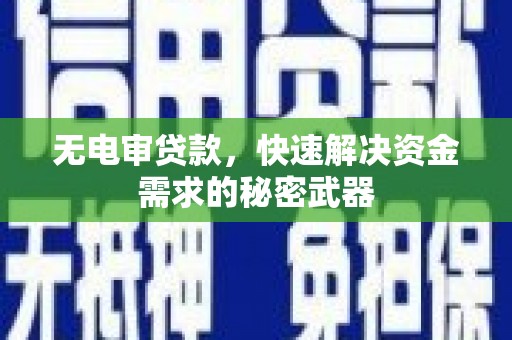 大冶无电审贷款，快速解决资金需求的秘密武器
