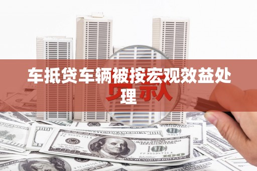 黄石港车抵贷车辆被按宏观效益处理