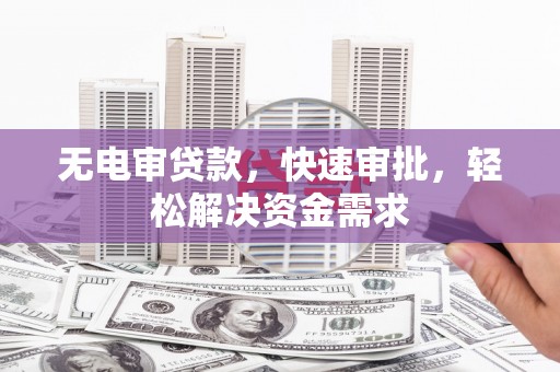西市无电审贷款，快速审批，轻松解决资金需求
