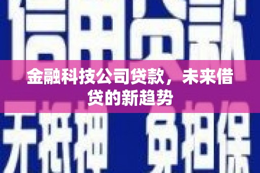 大厂金融科技公司贷款，未来借贷的新趋势