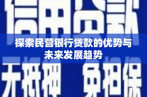 颍东探索民营银行贷款的优势与未来发展趋势