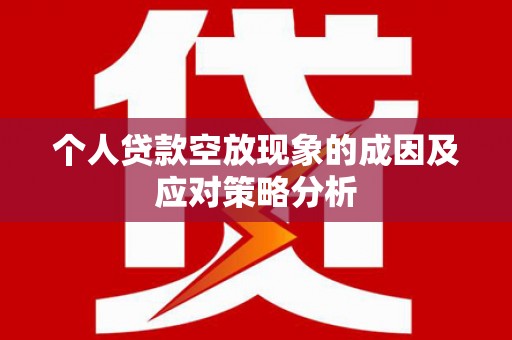 廊坊个人贷款空放现象的成因及应对策略分析