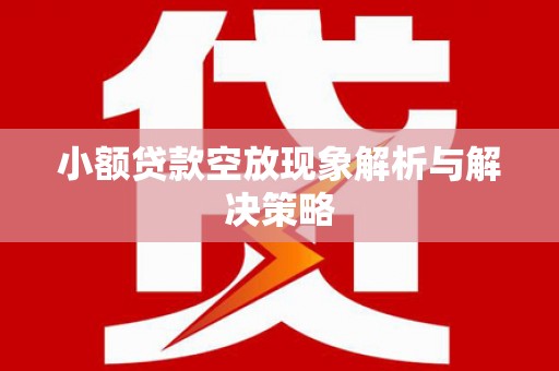 樊城小额贷款空放现象解析与解决策略